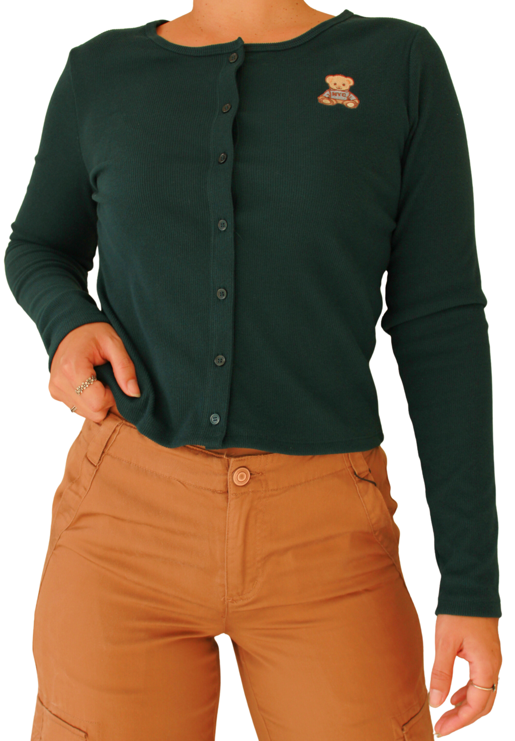 Blusa Madden Girl Manga Larga Verde