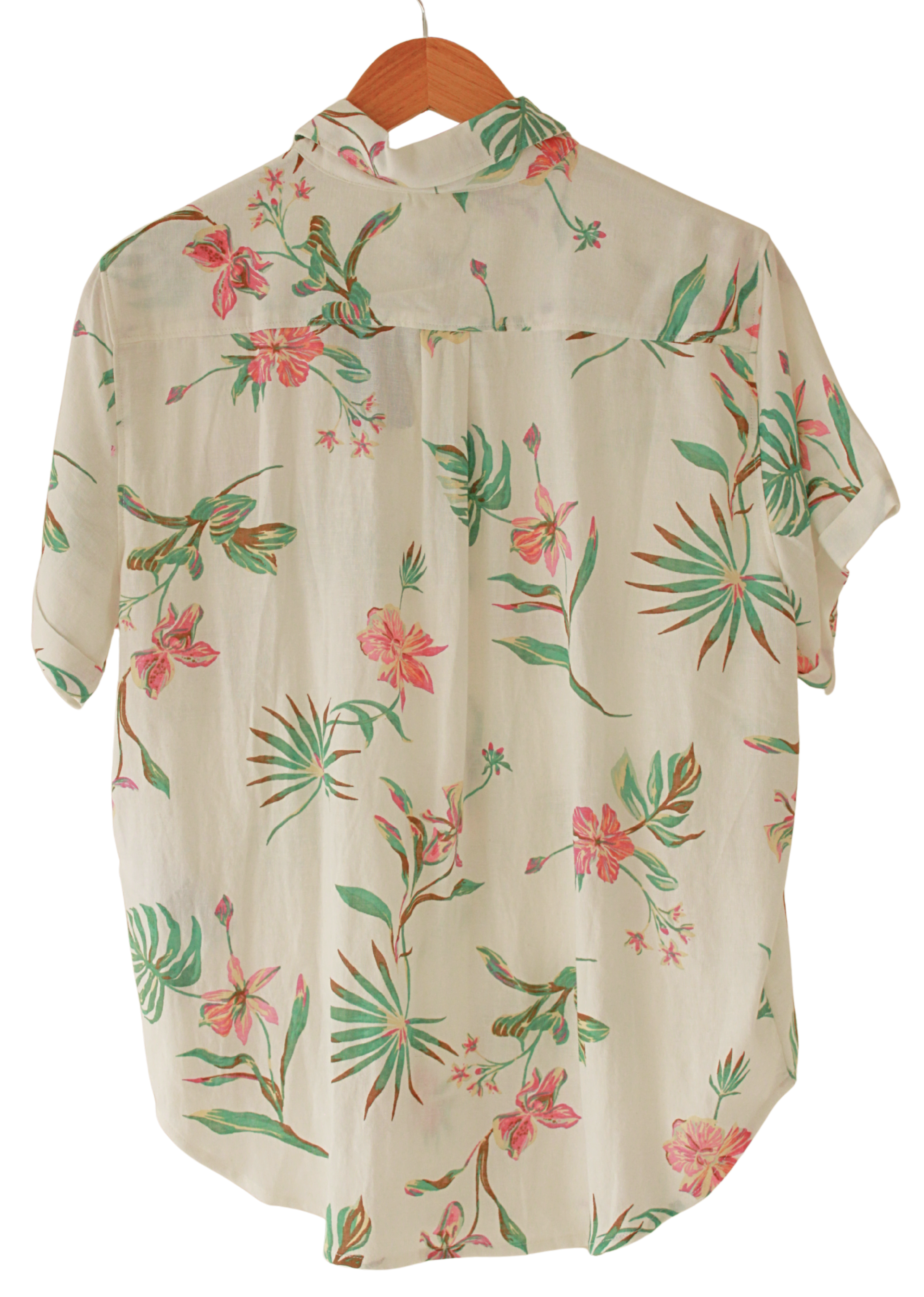 Camisa Levis  Botones  Flores Blanca