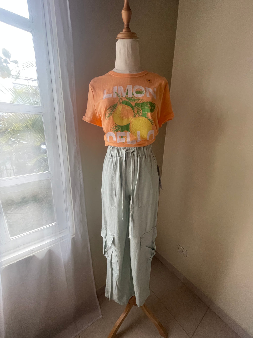 Pantalon Cargo Turquesa Pastel