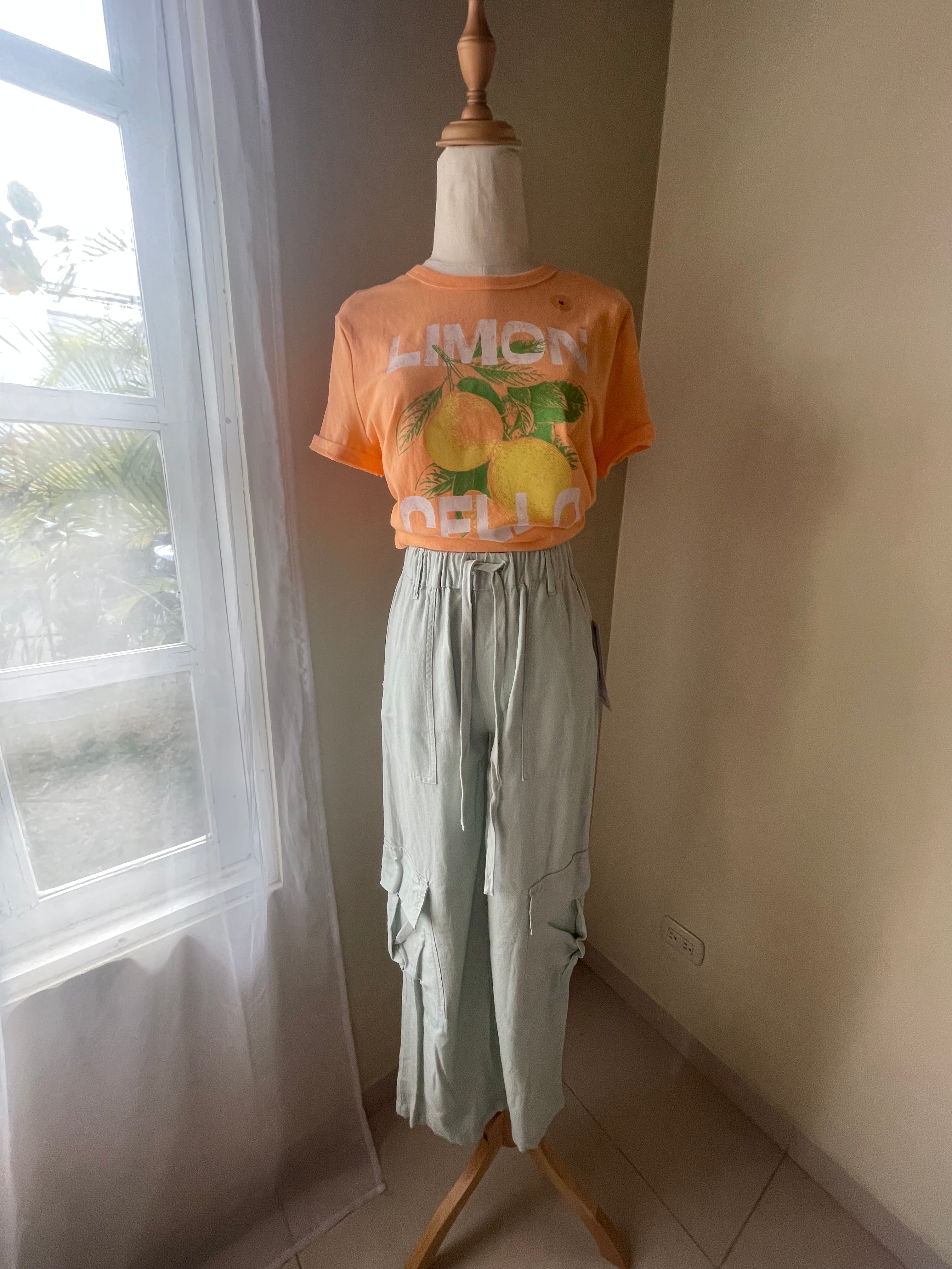 Pantalon Cargo Turquesa Pastel