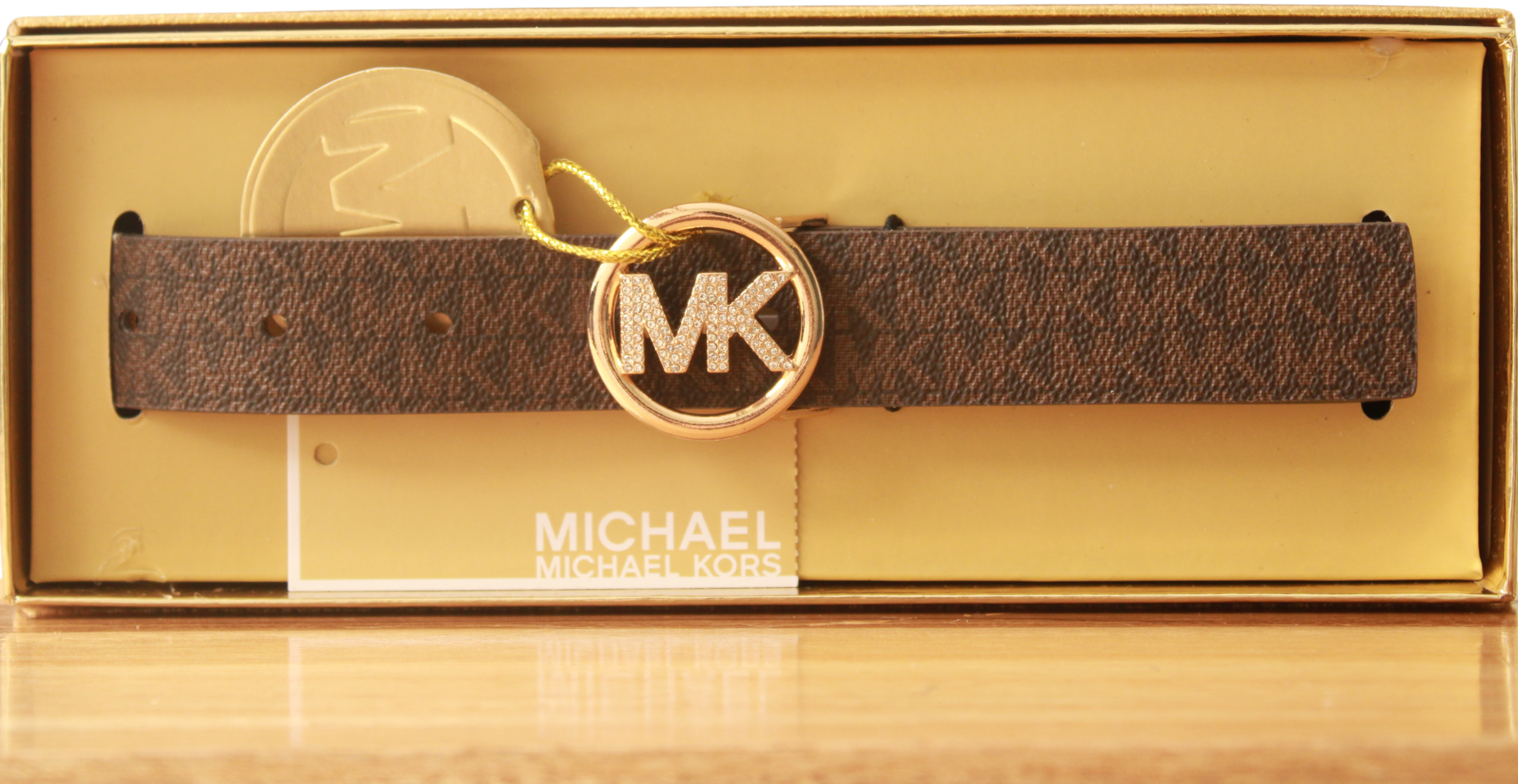 Michael Kors Cinturón con iniciales., MS, Chocolate
