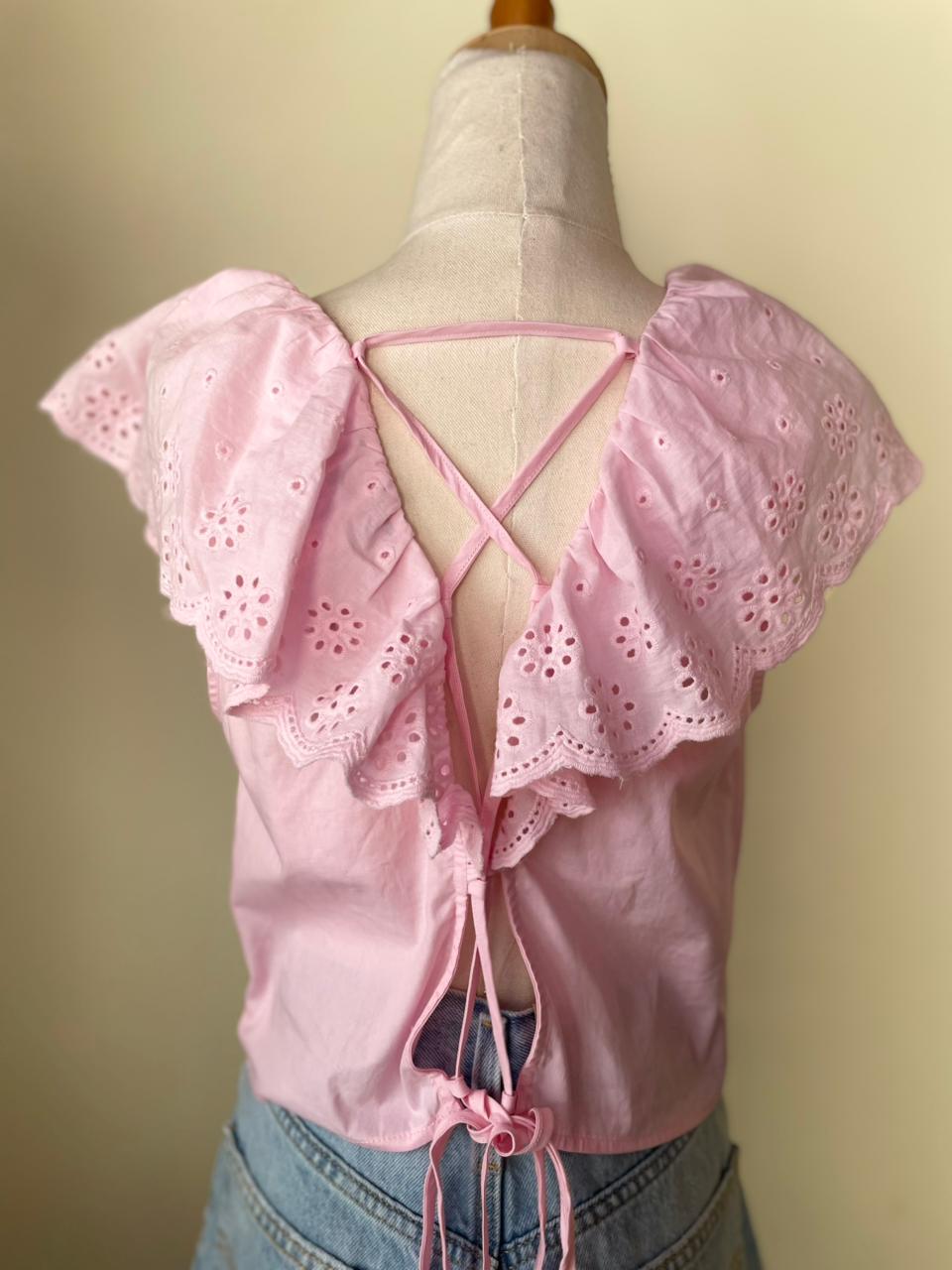Blusa Pink Eyelet Ruffle