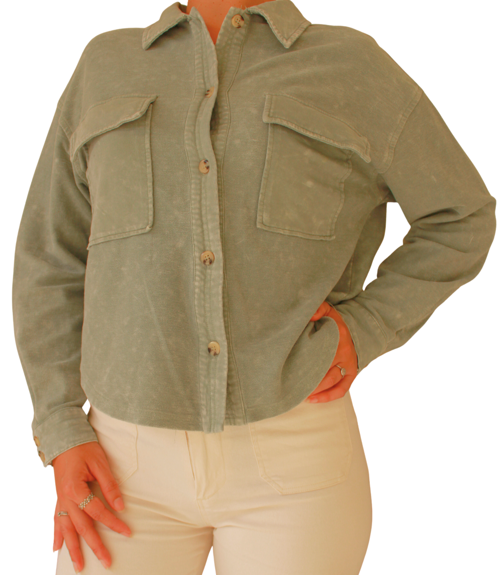 Blusa Manga Larga Verde Wash