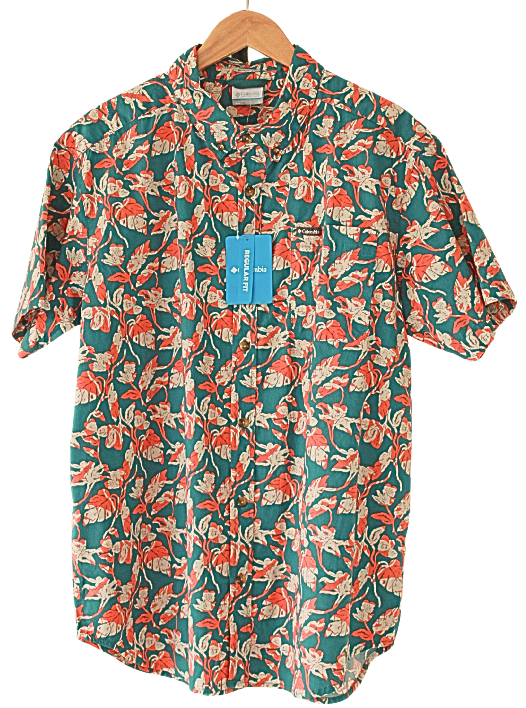 Camisa Columbia Turquesa Floreada